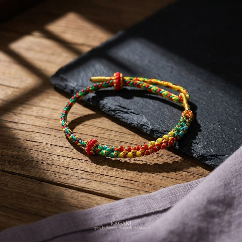 KAGAKI Blossom Bright Blossom colorful peach-blossom knot lucky cord, studio view, lucky bracelet gift