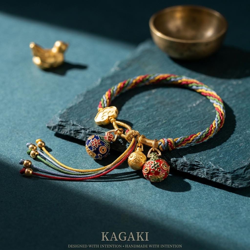✳omamori✳ Tibetan★五色★　ブレスレット Tibetan Five-Color Protection Bracelet | Handwoven — KAGAKI