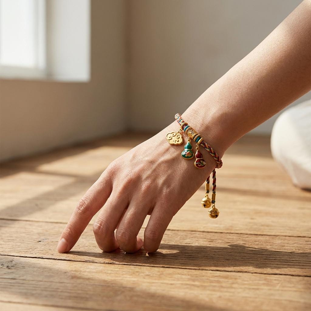 KAGAKI tibetan five-color protection bracelet in five-color multicolor, variation showcase, for meditation and daily intention