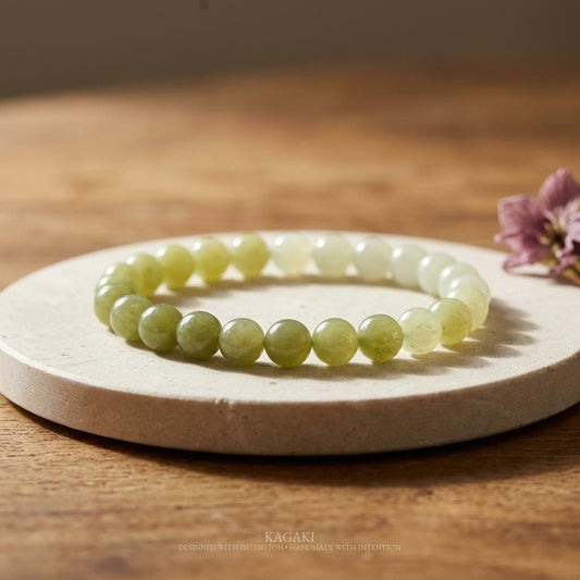 KAGAKI Meadow – 翠 — Green Jade Lucky Meditation Bracelet