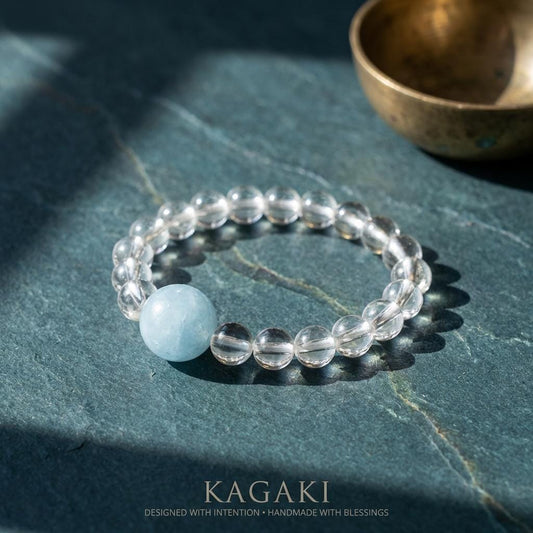 KAGAKI blue crystal quartz beaded ring in blue crystal beaded, main, for daily wear and gifting