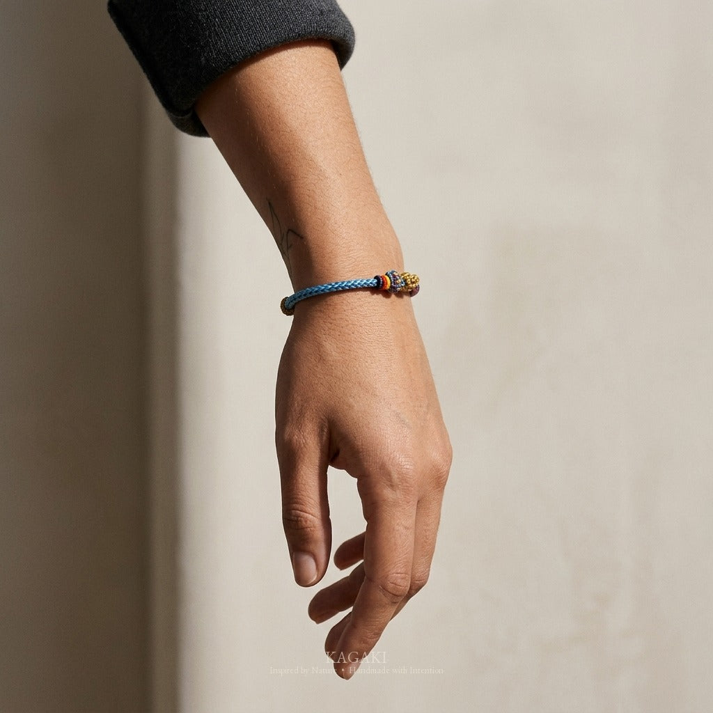KAGAKI handmade adjustable braided cord bracelet base — Canvas – 描 — Twilight Canvas — on-wrist-luxury-supplemental (21/24)