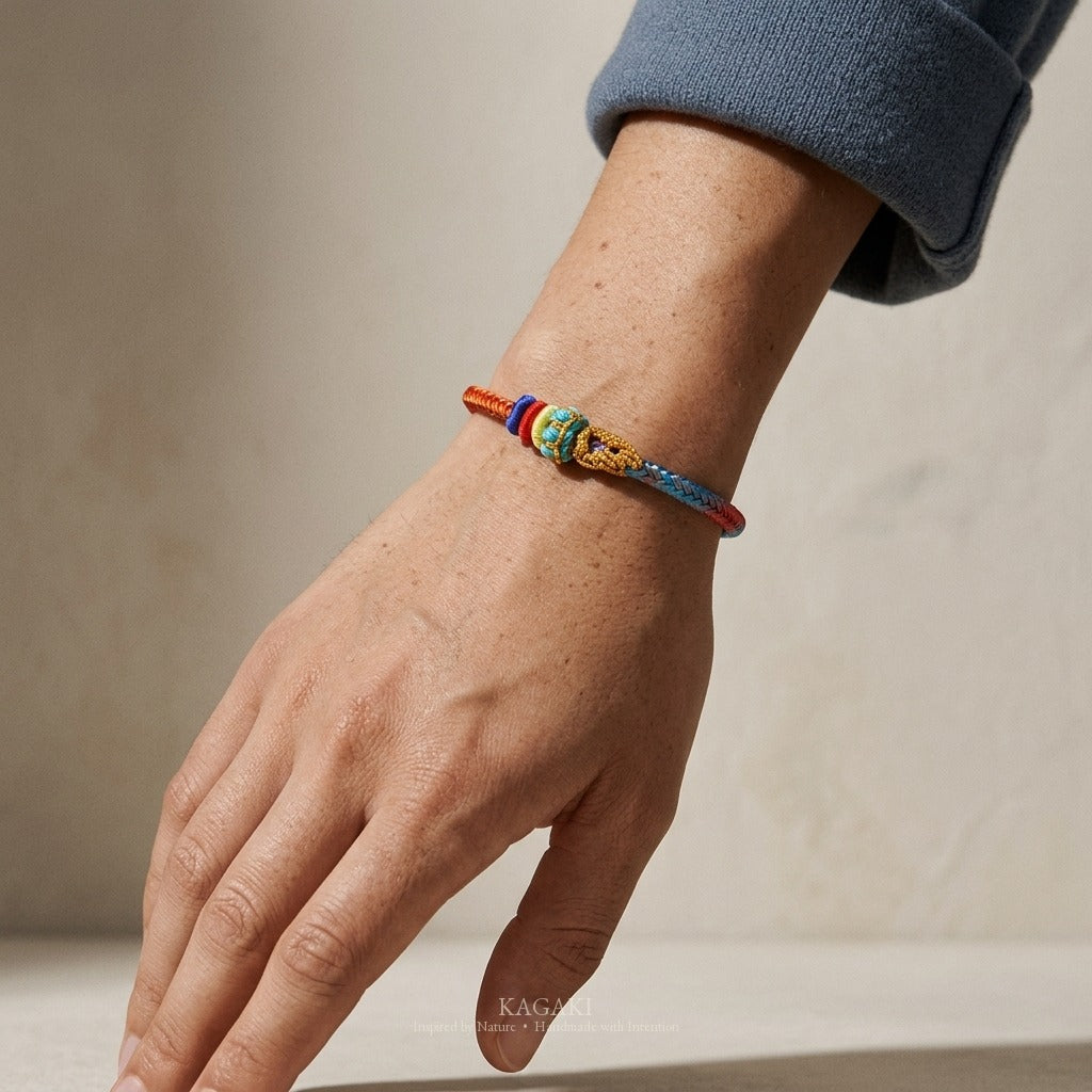 KAGAKI handmade adjustable braided cord bracelet base — Canvas – 描 — Dawn Canvas — on-wrist-luxury-supplemental (12/24)