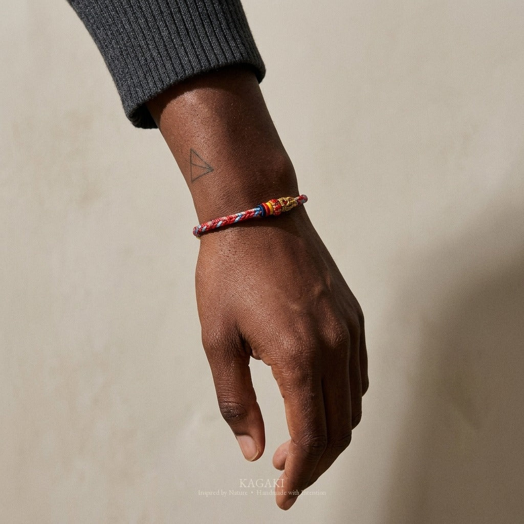 KAGAKI handmade adjustable braided cord bracelet base — Canvas – 描 — Twin Canvas — on-wrist-luxury-supplemental (18/24)