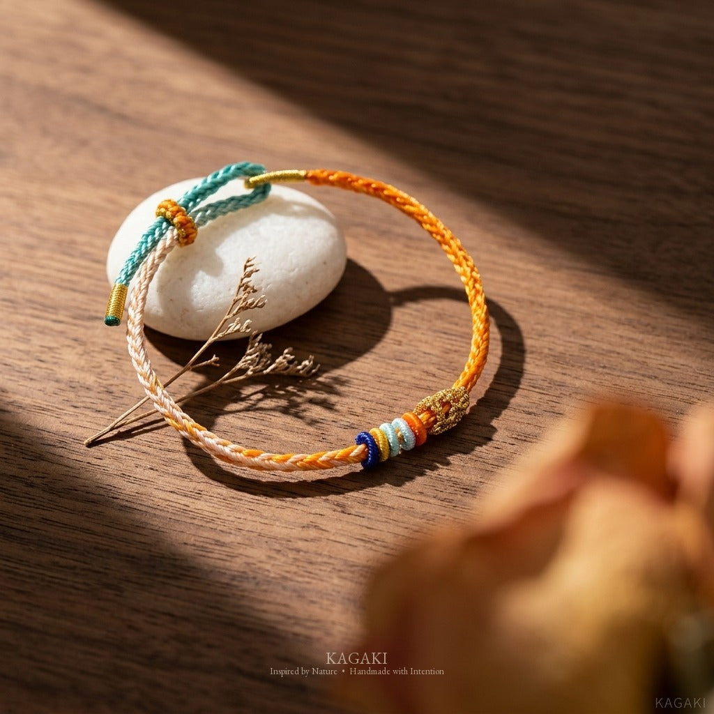KAGAKI handmade adjustable braided cord bracelet base — Canvas – 描 — Amber Canvas — styled-scene-supplemental (14/24)