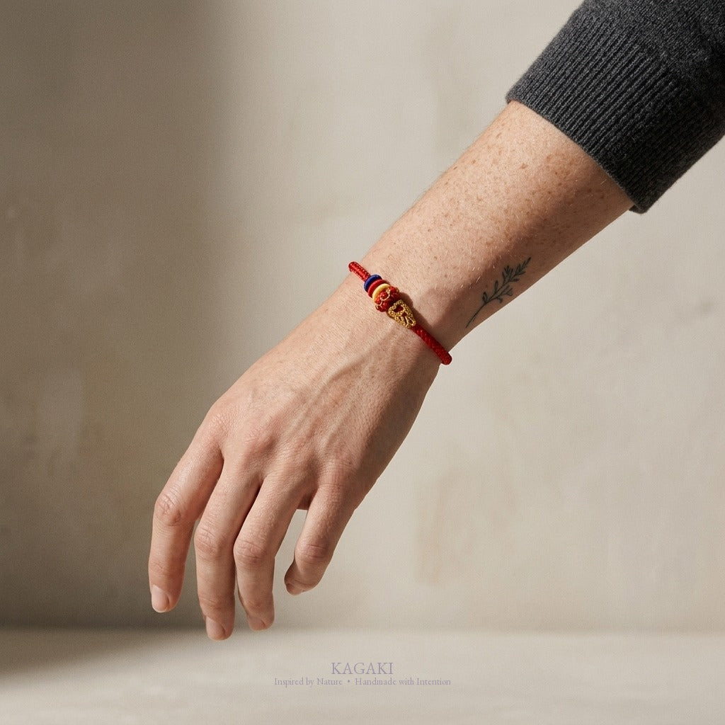 KAGAKI handmade adjustable braided cord bracelet base — Canvas – 描 — Ember Canvas — on-wrist-luxury-supplemental (9/24)
