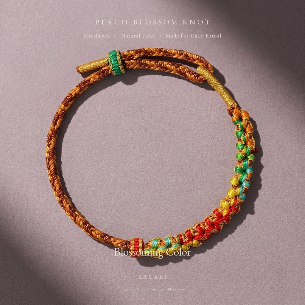 KAGAKI Blossom Bright Blossom colorful peach-blossom knot lucky cord, product view, lucky bracelet gift