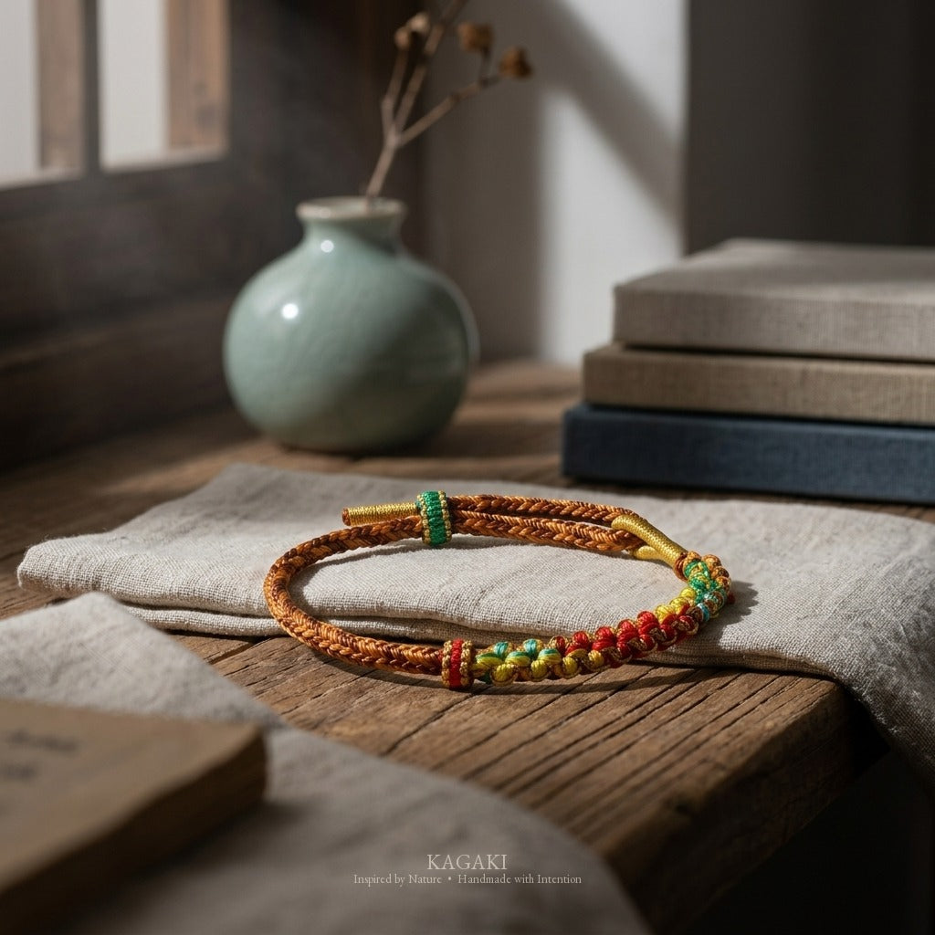 KAGAKI Blossom Bright Blossom colorful peach-blossom knot lucky cord, studio view, lucky bracelet gift