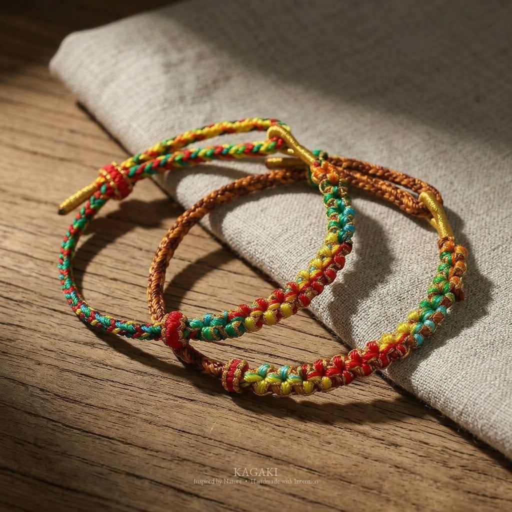 KAGAKI Blossom colorful peach-blossom knot lucky cord, product view, lucky bracelet gift