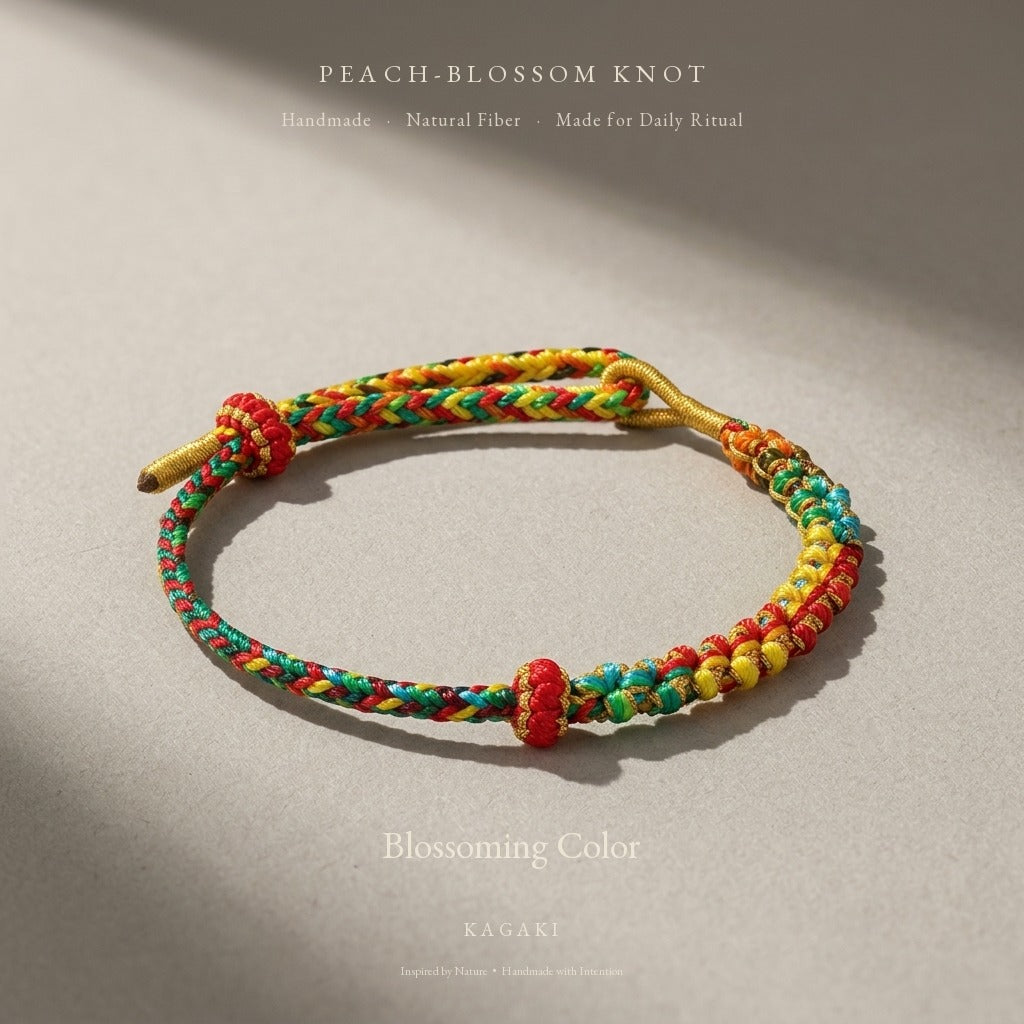KAGAKI Blossom Bright Blossom colorful peach-blossom knot lucky cord, product view, lucky bracelet gift