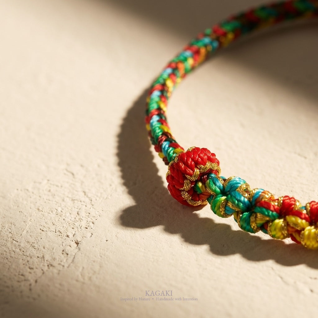 Colorful Peach-Blossom Knot Lucky Cord Bracelet – Blossom | KAGAKI