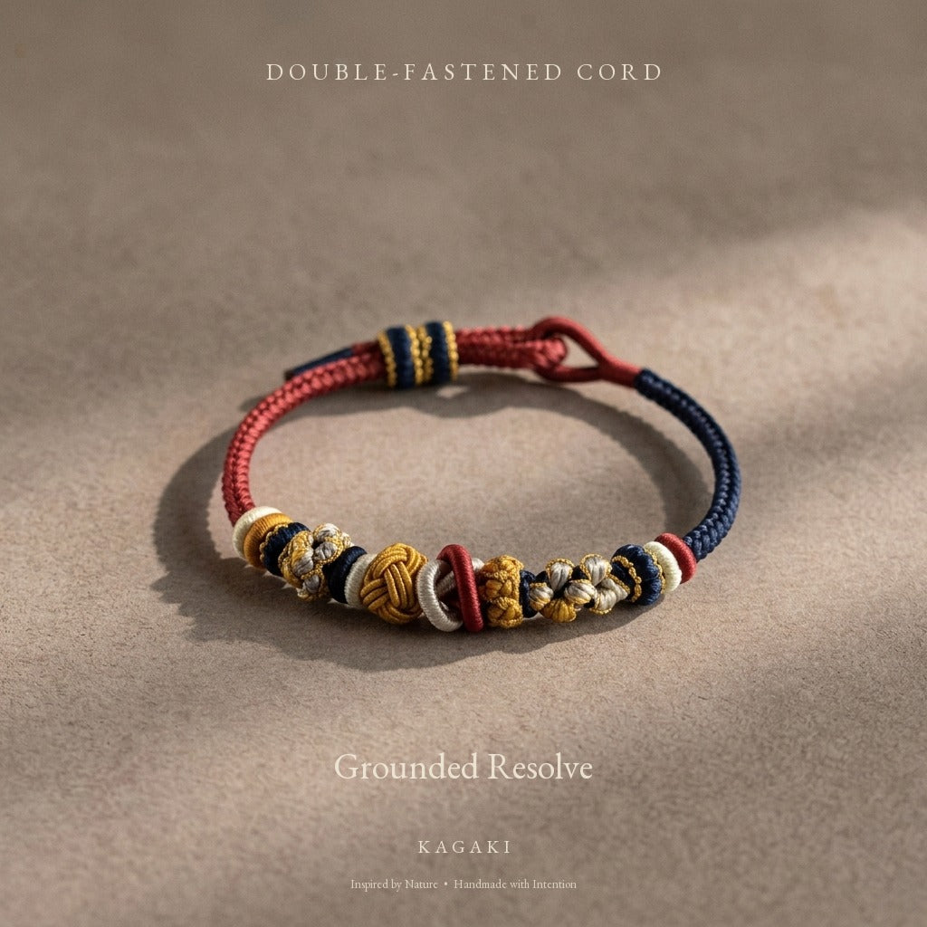 KAGAKI Bind Himalaya Dusk double-fastened braided cord, product view, handmade cord bracelet gift