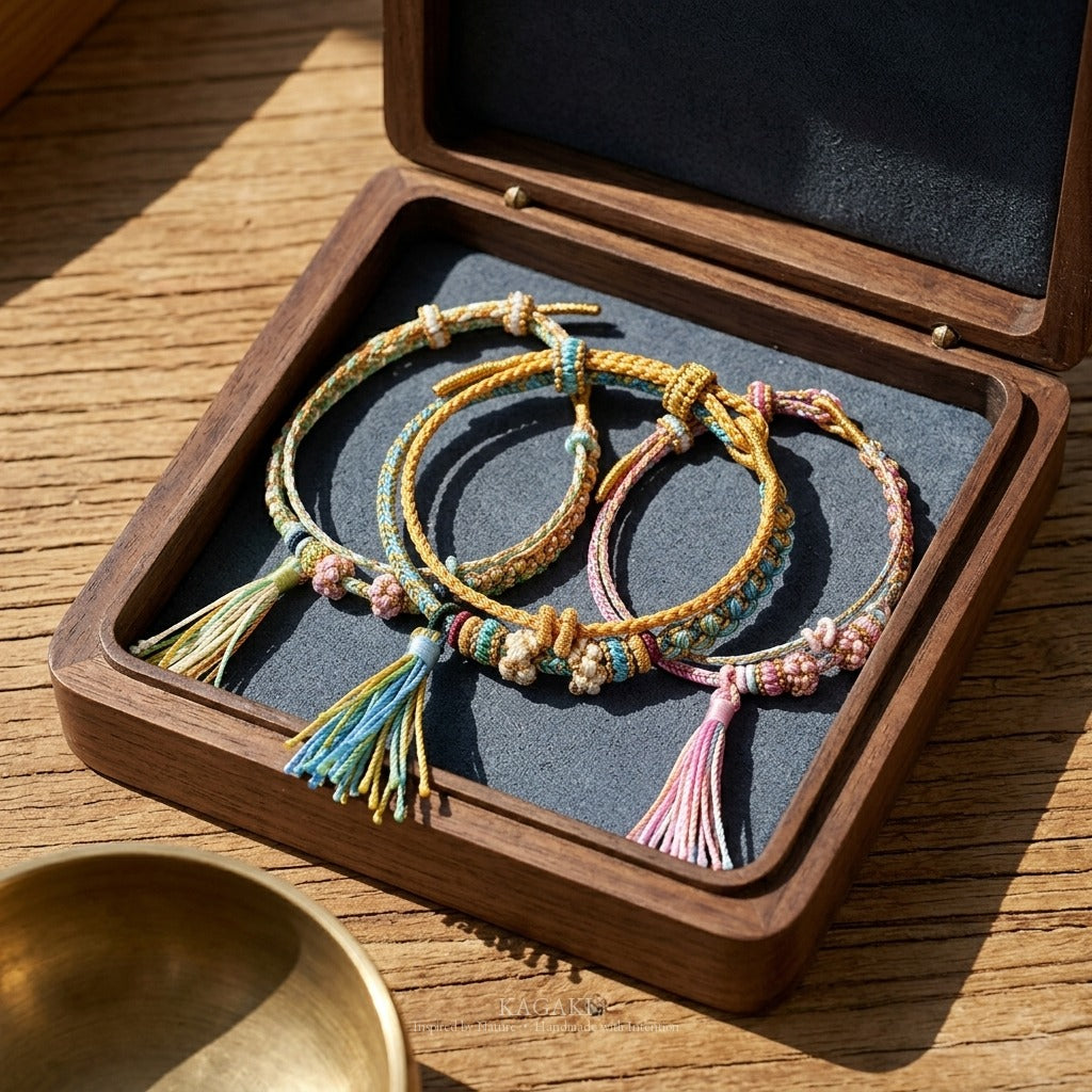 KAGAKI handmade tassel meditation cord bracelet — Cascade – 滝 — — — grouped-showcase (22/24)