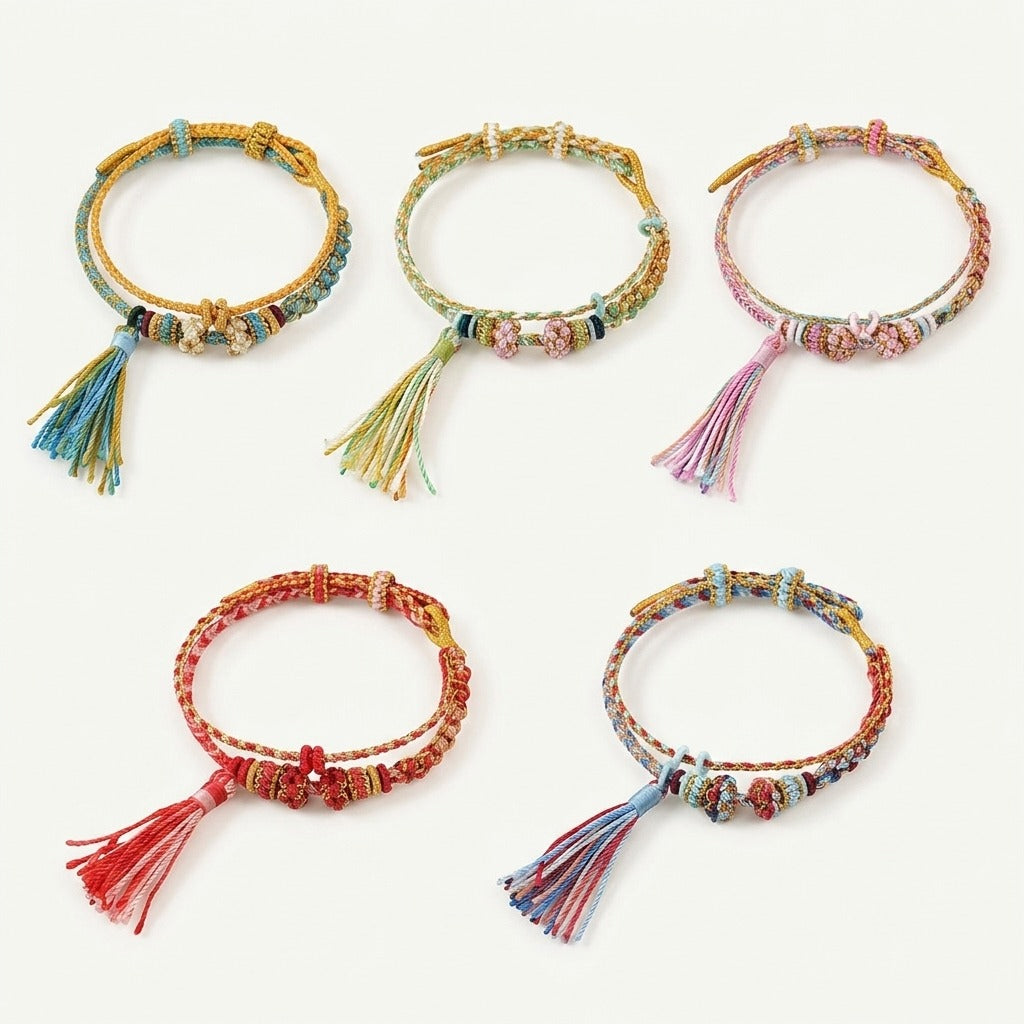 KAGAKI handmade tassel meditation cord bracelet — Cascade – 滝 — — — primary-listing-overview (24/24)