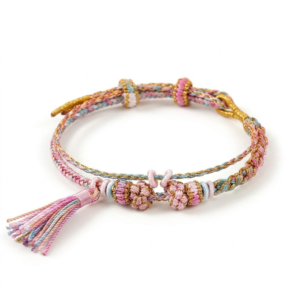 KAGAKI handmade tassel meditation cord bracelet — Cascade – 滝 — Petal Cascade — primary-per-variant (13/24)