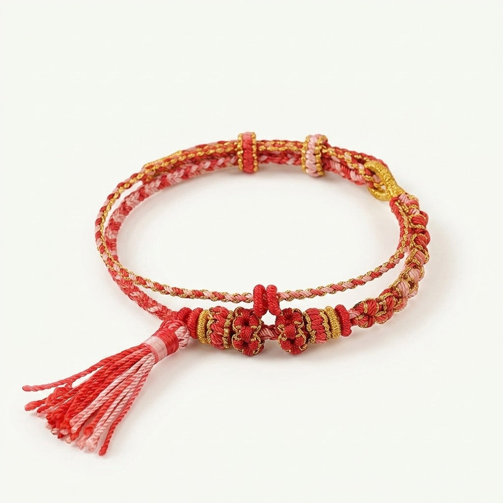KAGAKI handmade tassel meditation cord bracelet — Cascade – 滝 — Ember Cascade — primary-per-variant (16/24)