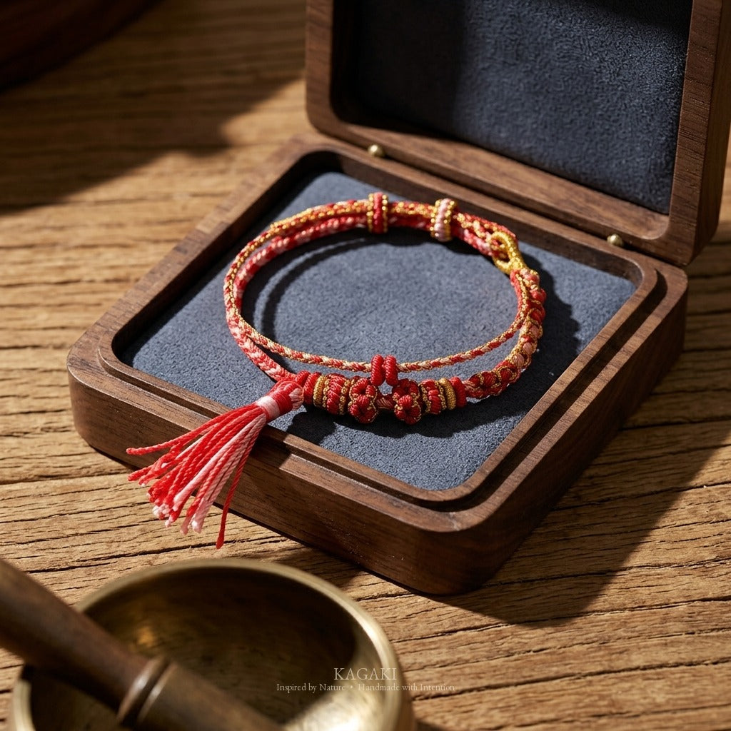 KAGAKI handmade tassel meditation cord bracelet — Cascade – 滝 — — — styled-scene (4/24)