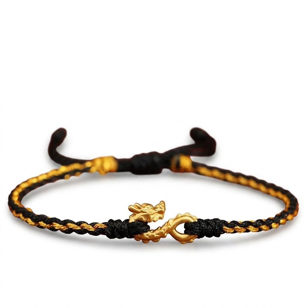 KAGAKI Wyrm Onyx Wyrm dragon charm lucky cord, main product view (white background), lucky bracelet gift