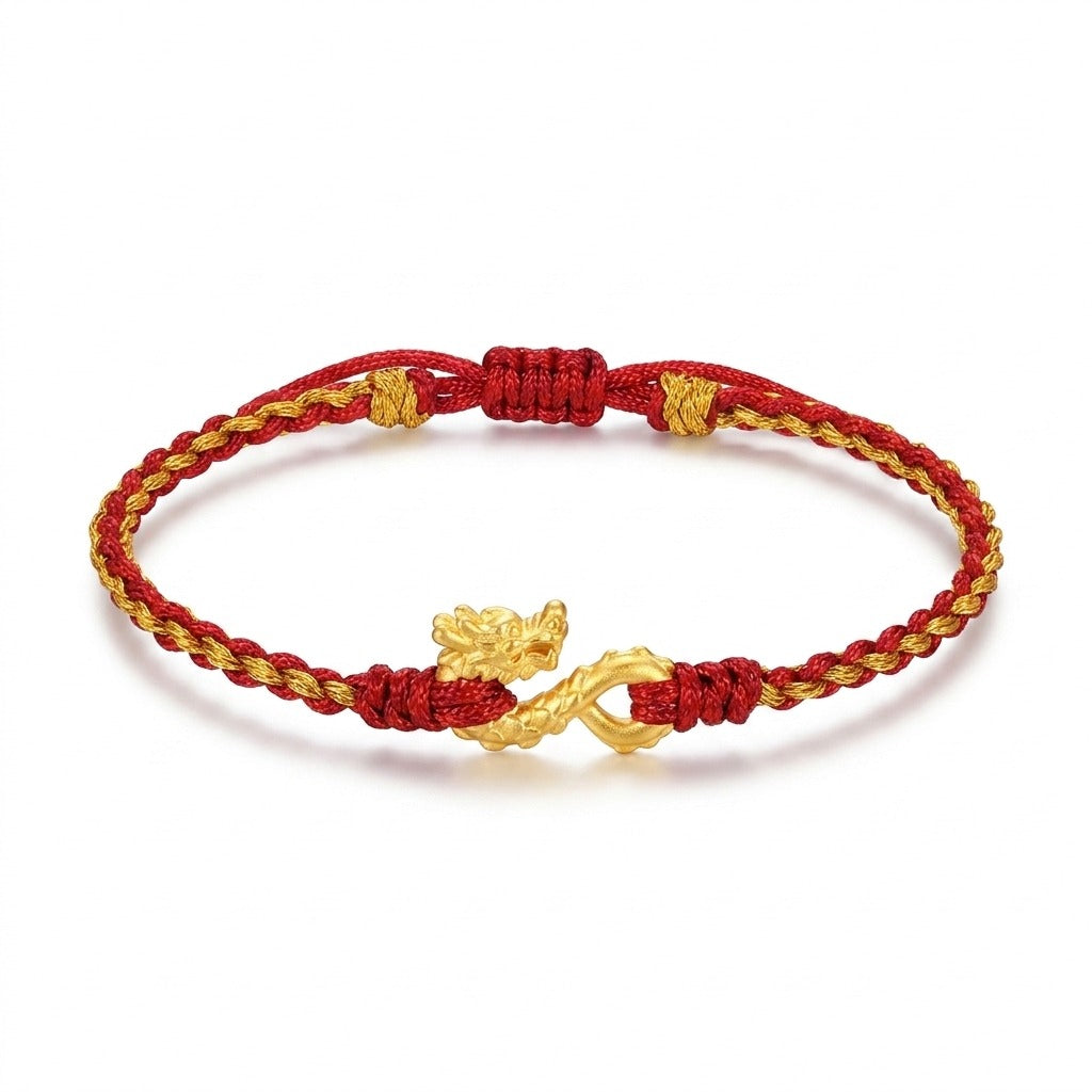 KAGAKI Wyrm Crimson Wyrm dragon charm lucky cord, main product view (white background), lucky bracelet gift