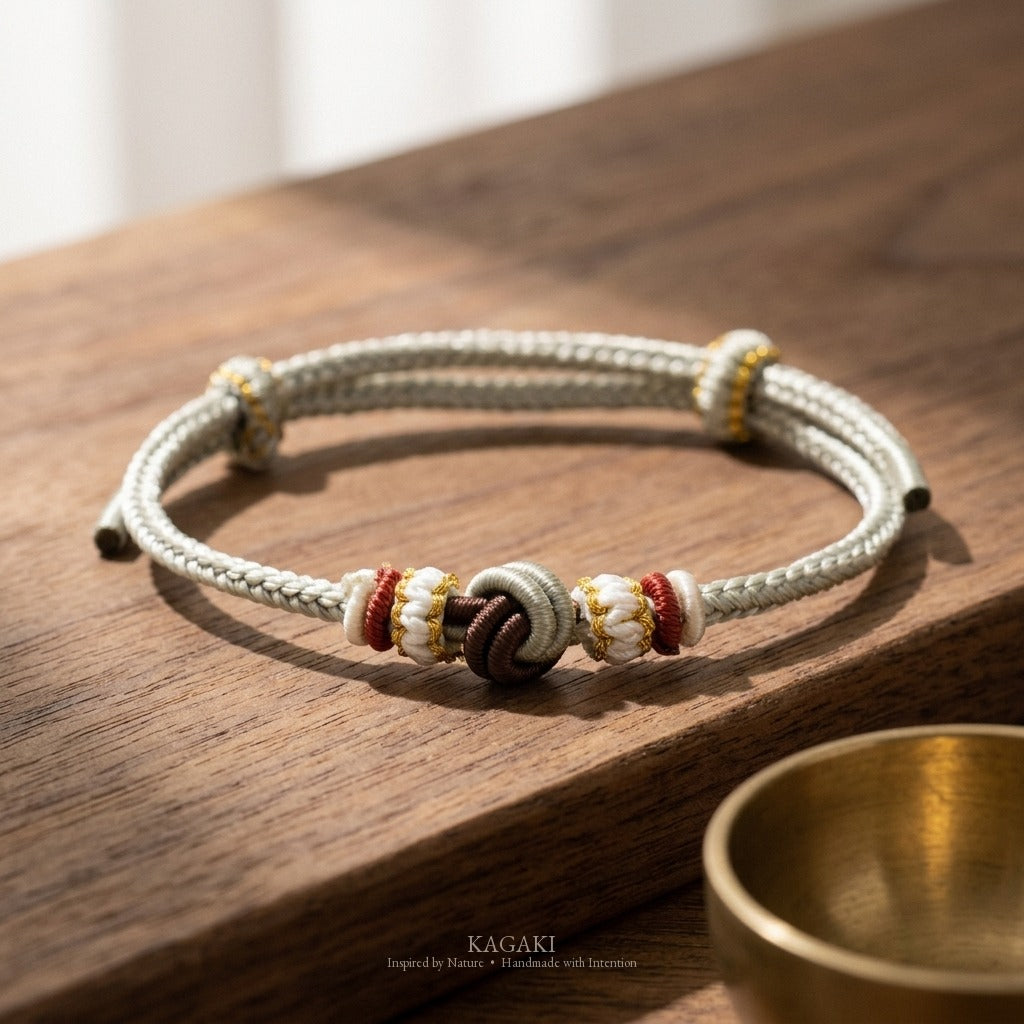 KAGAKI Haze Loam Steady earth and mist meditation cord, studio view, meditation daily ritual