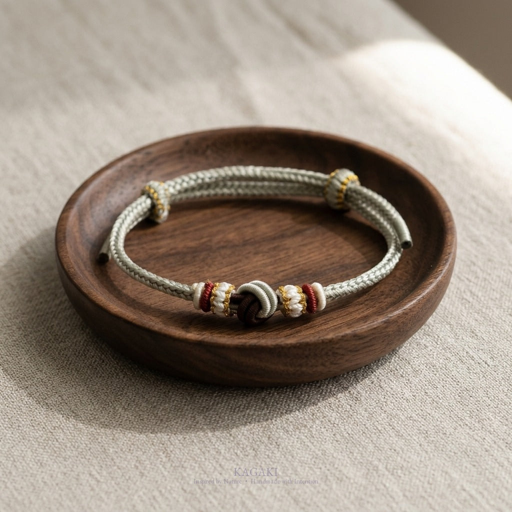 KAGAKI Haze Loam Steady earth and mist meditation cord, studio view, meditation daily ritual