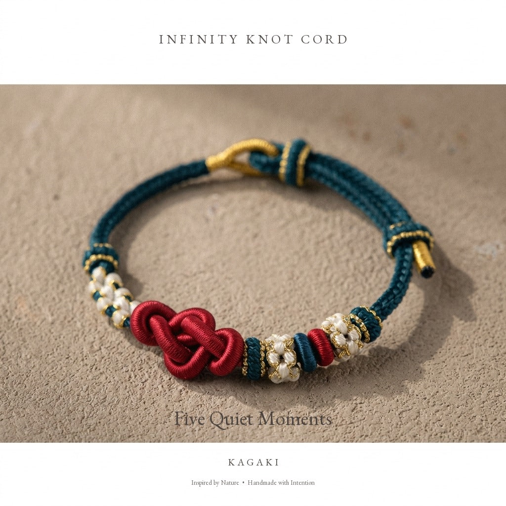 KAGAKI Quintet First Breath five moments infinity knot meditation, product view, meditation daily ritual