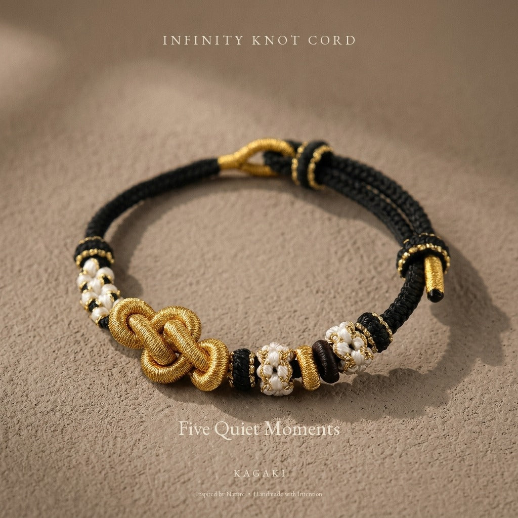 KAGAKI Quintet Soft Return five moments infinity knot meditation, product view, meditation daily ritual
