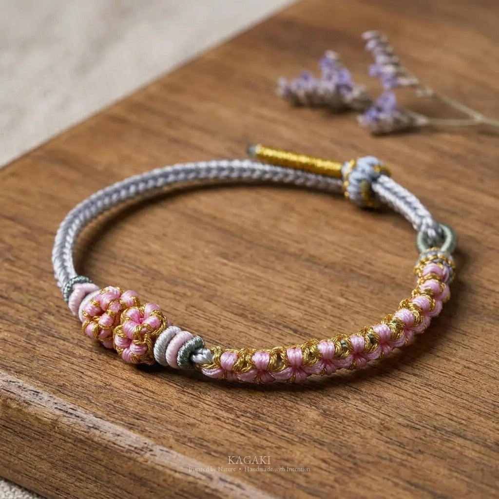 KAGAKI Quarter Pearl Spring four seasons sakura cord, studio view, sakura cord gift