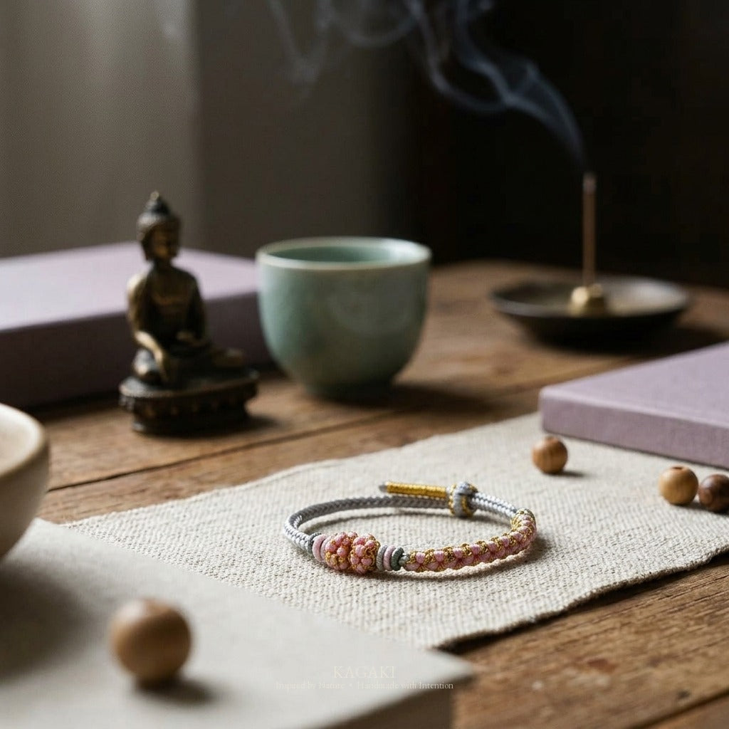 KAGAKI Quarter Pearl Spring four seasons sakura cord, studio view, sakura cord gift