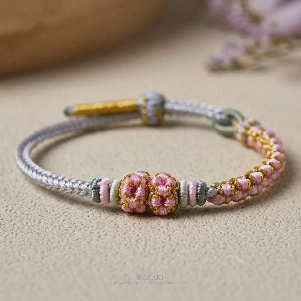 KAGAKI Quarter Pearl Spring four seasons sakura cord, studio view, sakura cord gift
