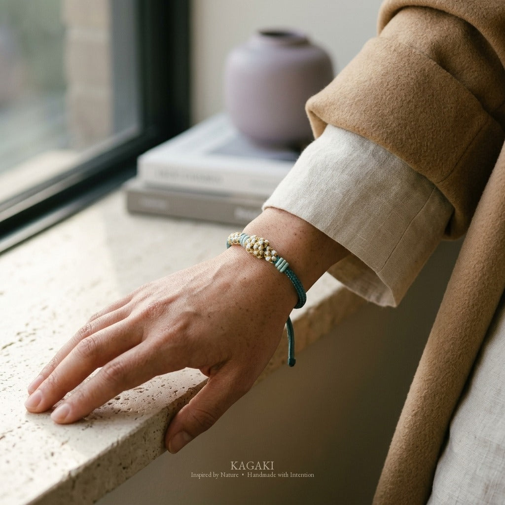KAGAKI Quarter Teal Summer four seasons sakura cord, wrist view, sakura cord gift