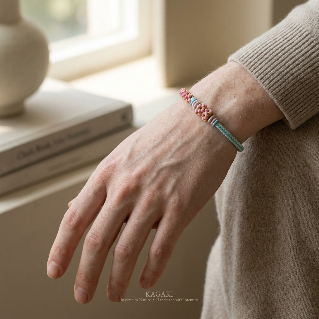 KAGAKI Quarter Magenta Autumn four seasons sakura cord, wrist view, sakura cord gift