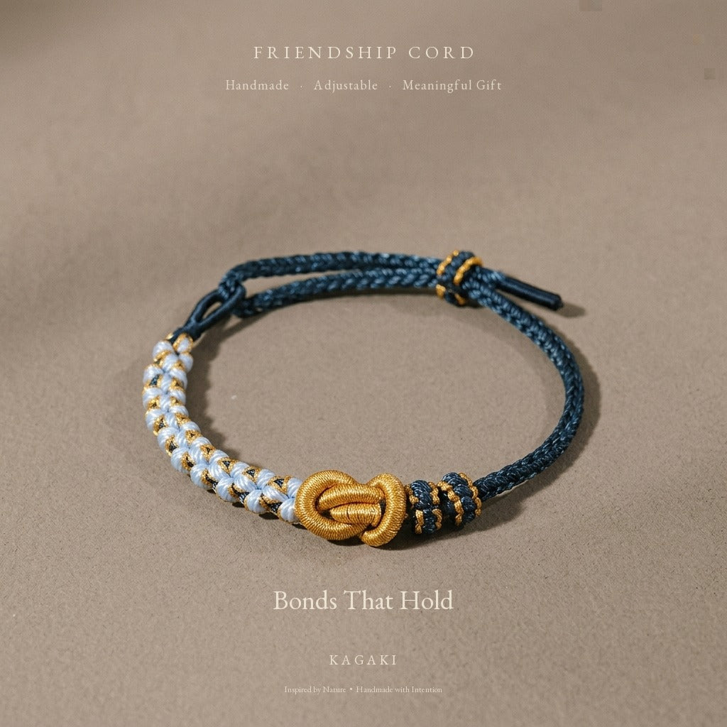 KAGAKI Twin Tide and Gold friendship couple red string cord, product view, friendship couple bracelet gift