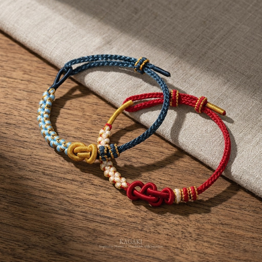 KAGAKI Twin friendship couple red string cord, product view, friendship couple bracelet gift