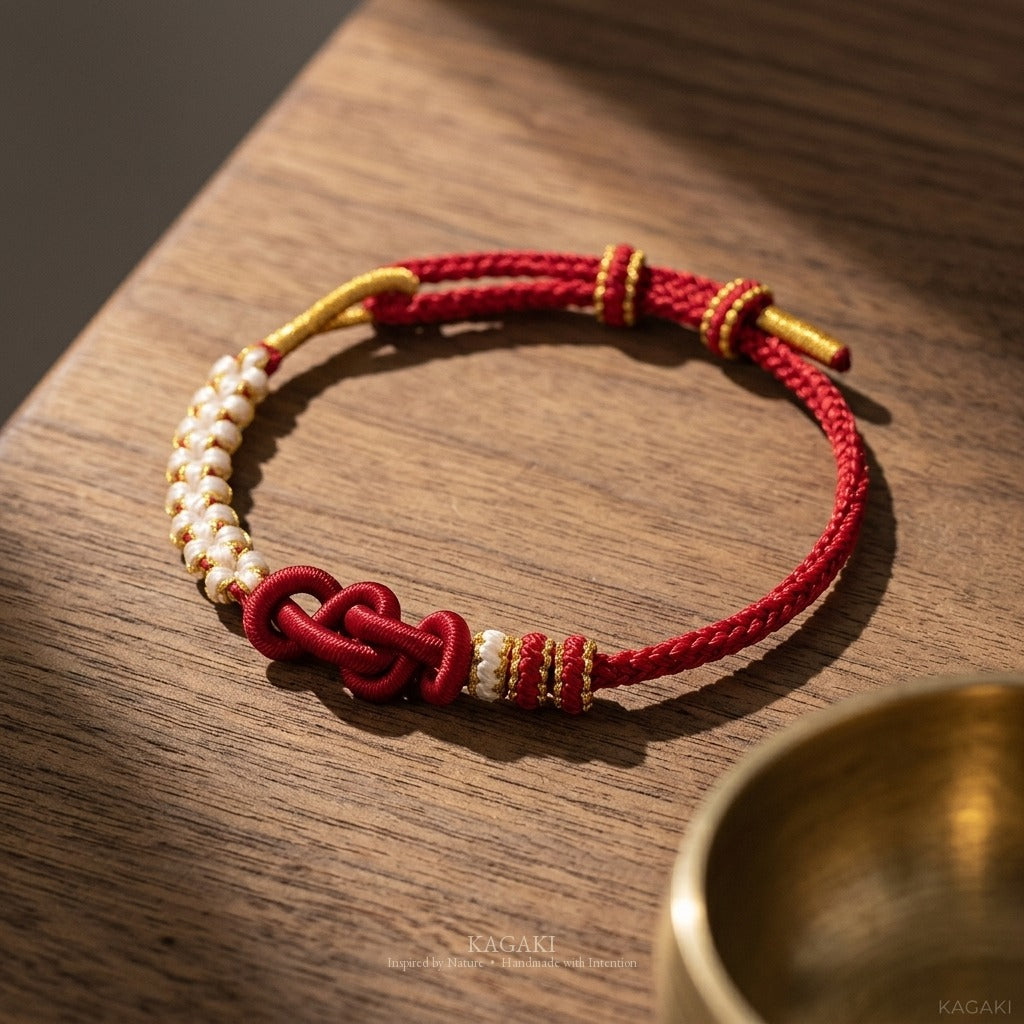 KAGAKI Twin Crimson Thread friendship couple red string cord, studio view, friendship couple bracelet gift
