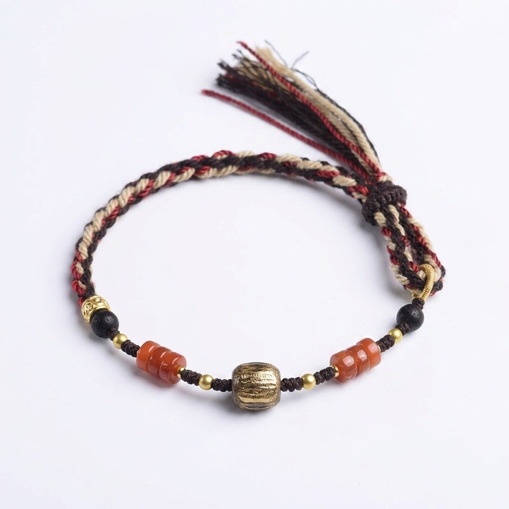 KAGAKI Incense agarwood red agate braided bracelet, product view, handmade agarwood bracelet