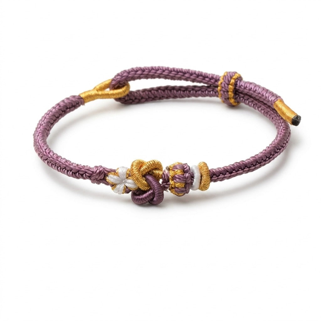 KAGAKI Tinder Steady Courage gold knot color intention cord, main product view (white background), intention bracelet by c...