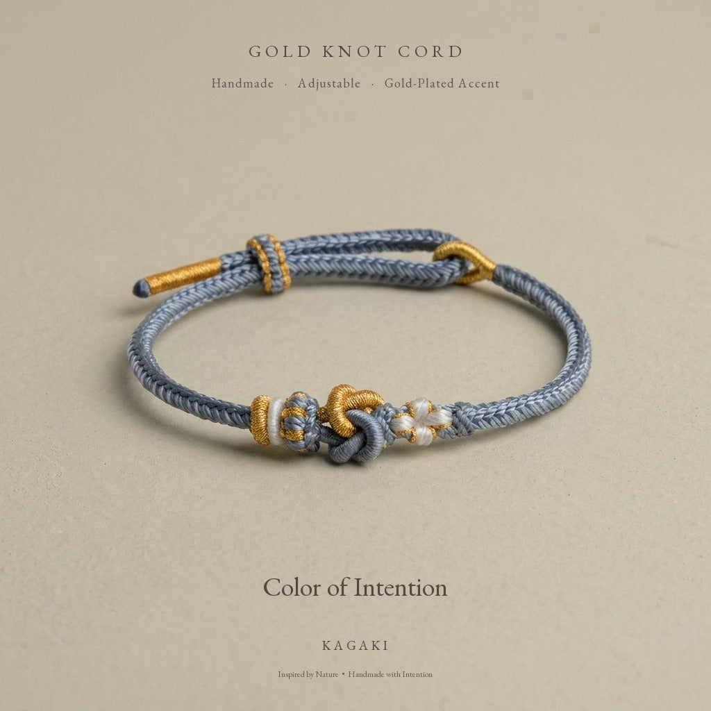KAGAKI Tinder Soft Compassion gold knot color intention cord, product view, intention bracelet by color