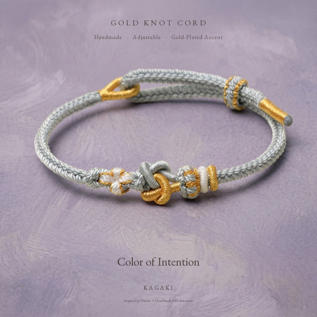 KAGAKI Tinder Slow Balance gold knot color intention cord, product view, intention bracelet by color