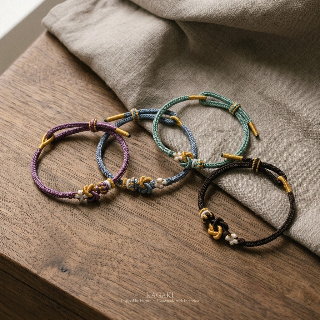 KAGAKI Tinder gold knot color intention cord, product view, intention bracelet by color