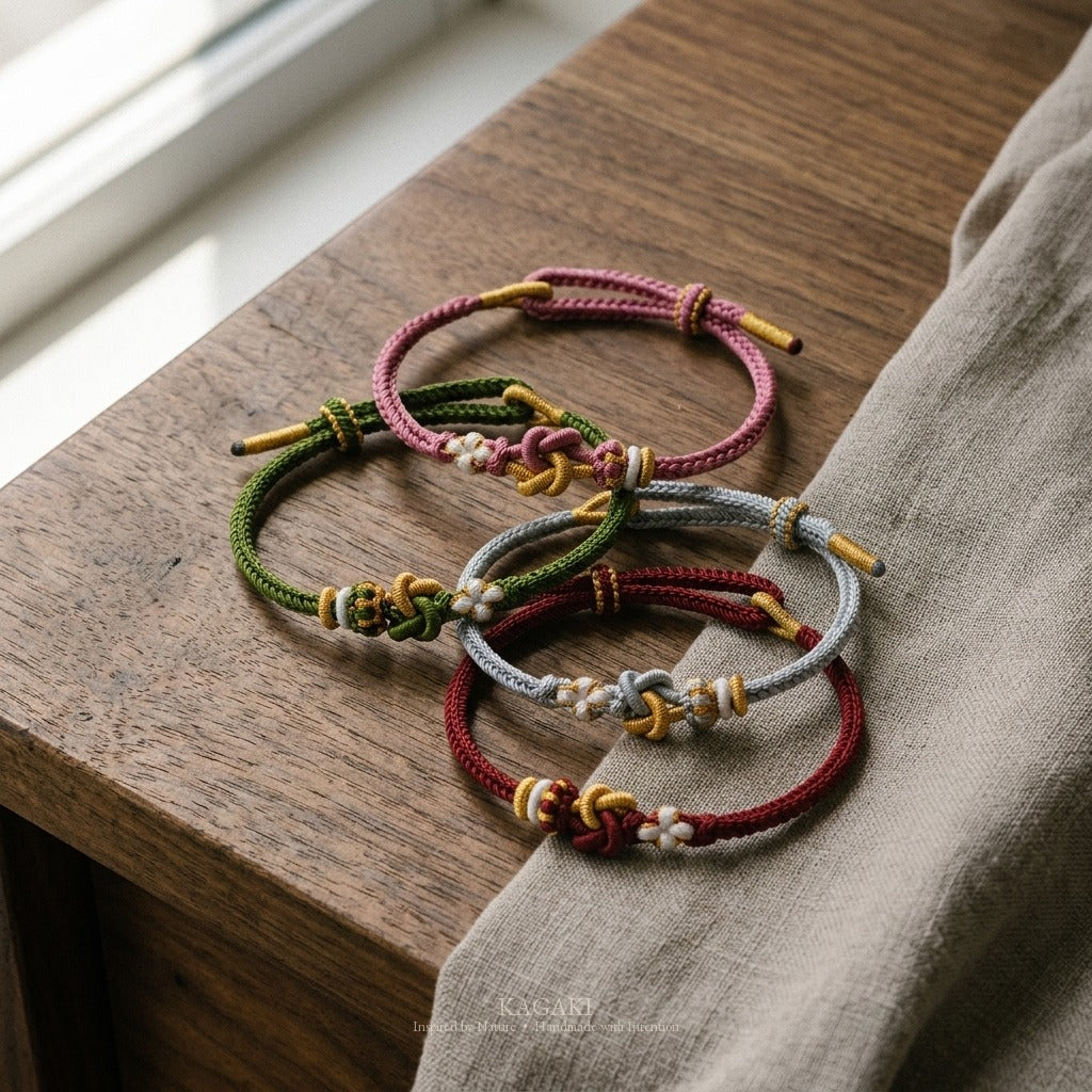 KAGAKI Tinder gold knot color intention cord, product view, intention bracelet by color