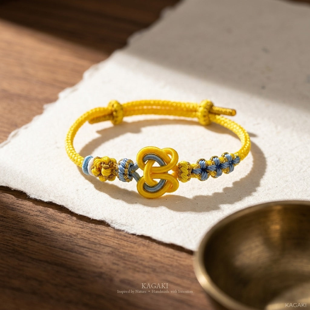 KAGAKI handmade heart knot friendship cord bracelet — Pulse – 鼓 — Sunlit Pulse — styled-scene-supplemental (8/24)