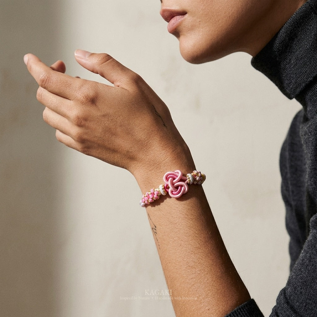 KAGAKI handmade heart knot friendship cord bracelet — Pulse – 鼓 — Tender Pulse — on-wrist-luxury-supplemental (15/24)