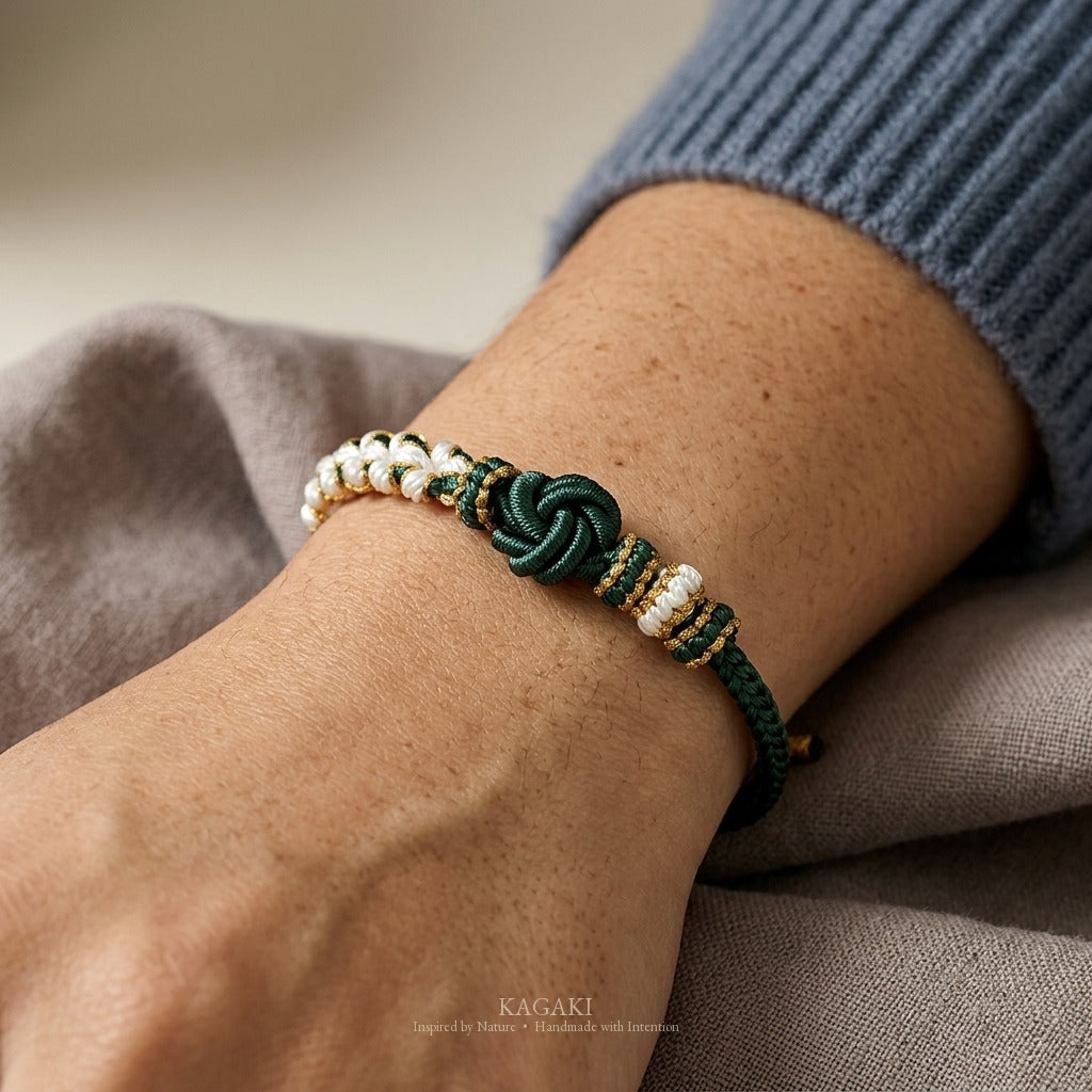 KAGAKI handmade infinity flower knot cord bracelet — Garland – 環 — — — on-wrist-lifestyle (6/14)