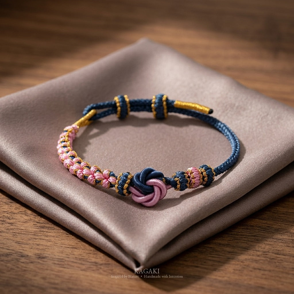 KAGAKI handmade infinity flower knot cord bracelet — Garland – 環 — Twilight Garland — styled-scene-supplemental (8/14)
