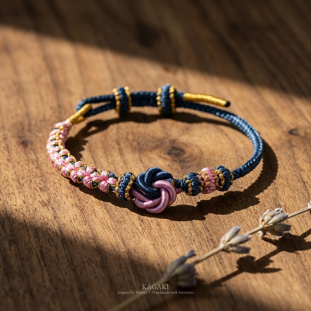 KAGAKI handmade infinity flower knot cord bracelet — Garland – 環 — — — styled-scene (3/14)