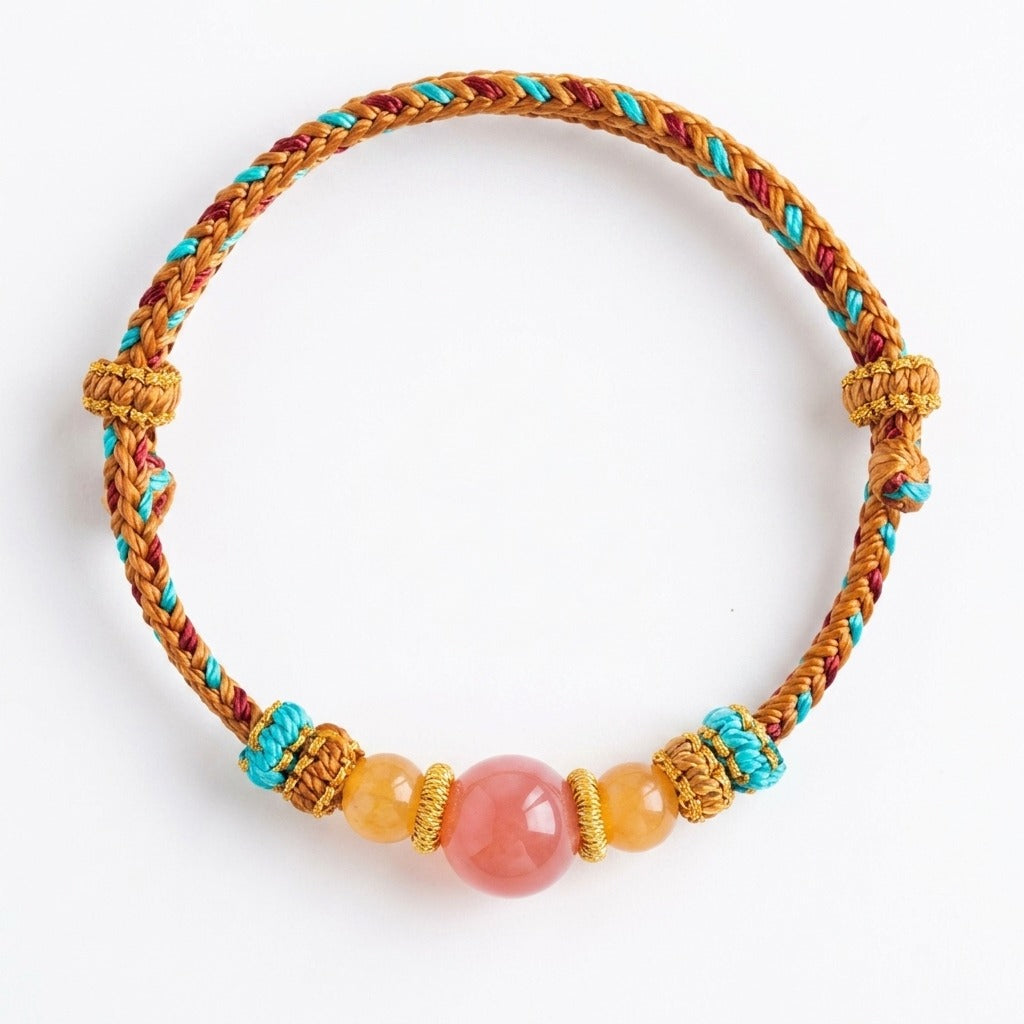 KAGAKI handmade yellow nephrite jade Tibetan-inspired cord bracelet — Anchor – 碇 — primary (7/7)