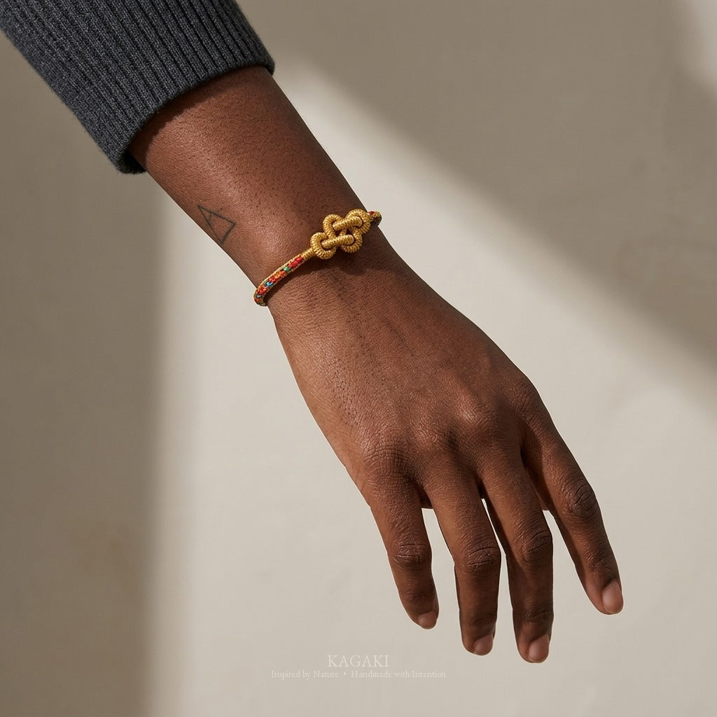 KAGAKI handmade Tibetan-inspired meditation cord bracelet — Pause – 間 — — — on-wrist-luxury (5/14)