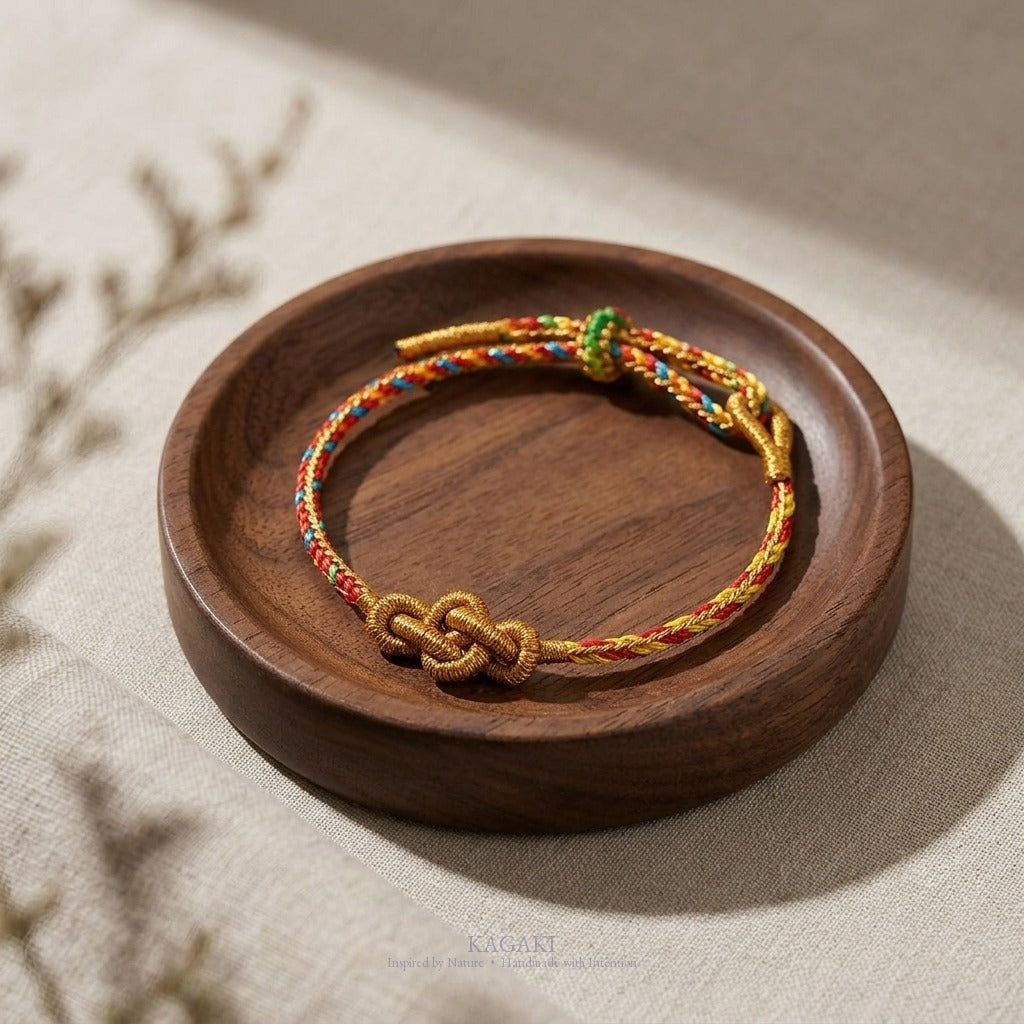 KAGAKI handmade Tibetan-inspired meditation cord bracelet — Pause – 間 — — — styled-scene (3/14)