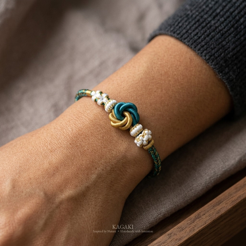 KAGAKI Shore lake landscape cord, wrist view, handmade cord bracelet gift